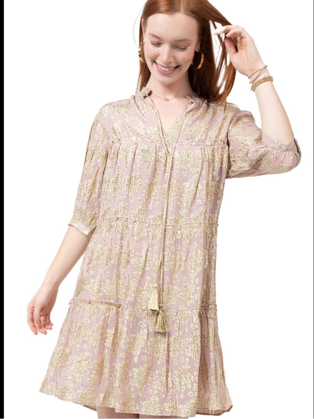 Uncle Frank Metallic Gold & Pale Violet Dress Size M